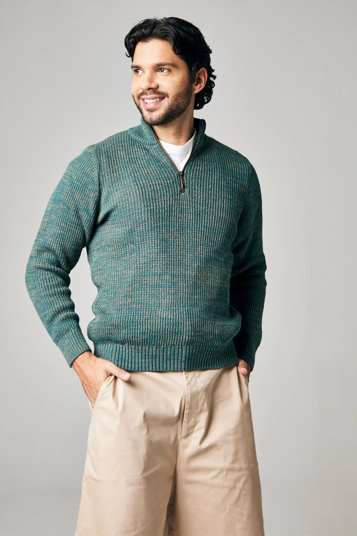 Suéter Darién en puntada perlada halfzip – Hombre